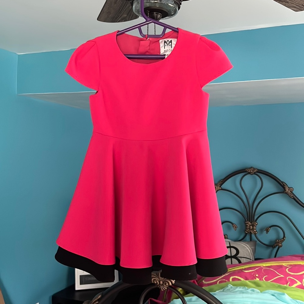 Milly minis cocktail dress hot pink black cap sleeves